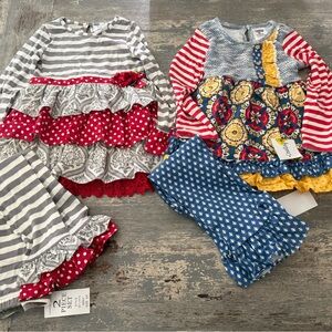 Counting Daisies Girls 2 piece ruffle outfits 6x